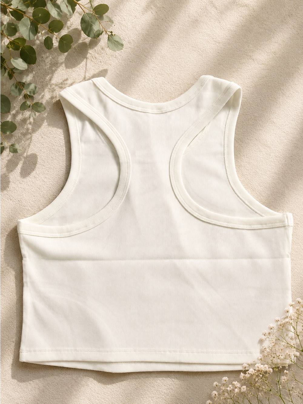 Alo Ribbed Crop Tank Top in Off-White - Picture 2 of 2